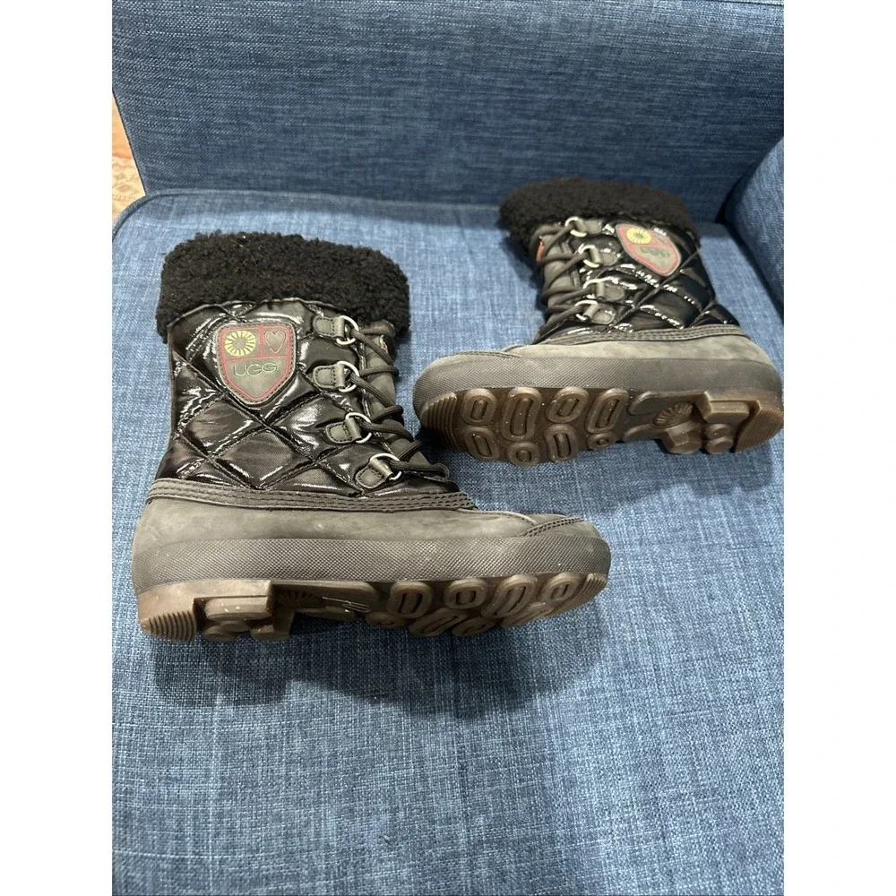 Ugg Australia Newberry Side Zip Waterproof Insulated Black Boots Women's Size 7